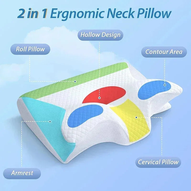 2-in-1 Ergonomic Memory Foam Neck Pillow